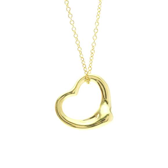 Tiffany Open Heart Yellow Gold (18K) No Stone WomenMen Fashion Pendant Neckl...